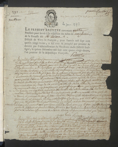 Sainte-Livière. Naissances, mariages, décès 1793-1799