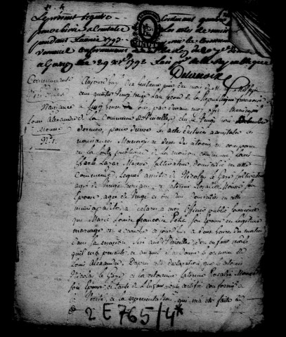 Vincelles. Naissances, publications de mariage, mariages, décès 1793-an X
