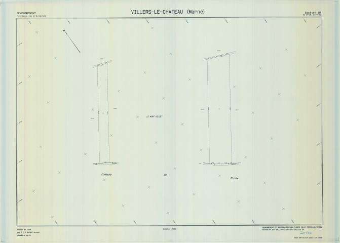 Villers-le-Château (51634). Section ZR échelle 1/2000, plan remembré pour 2004, plan régulier (calque)