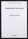 Dommartin-sous-Hans. Mariages 1910-1929