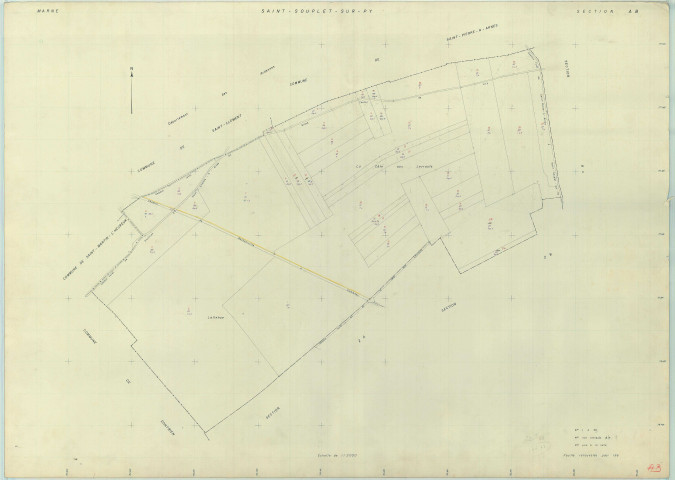 Saint-Souplet-sur-Py (51517). Section AB échelle 1/2000, plan renouvelé pour 1962, plan régulier (papier armé).