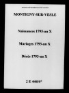 Montigny-sur-Vesle. Naissances, mariages, décès 1793-an X