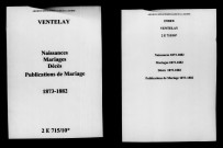Ventelay. Naissances, mariages, décès, publications de mariage 1873-1882