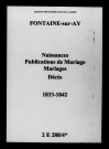 Fontaine-sur-Ay. Naissances, publications de mariage, mariages, décès 1833-1842