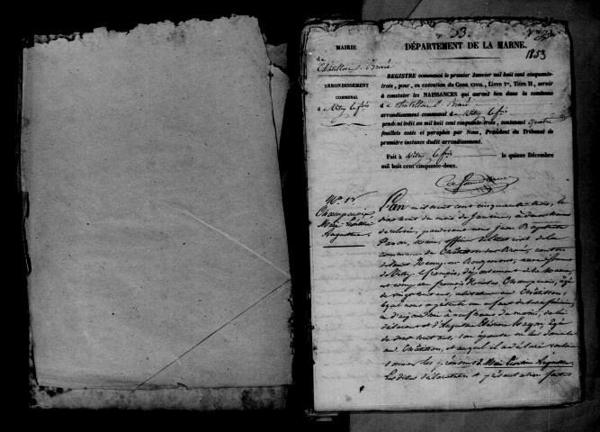 Châtillon-sur-Broué. Naissances et tables décennales des naissances, mariages, décès 1853-1872