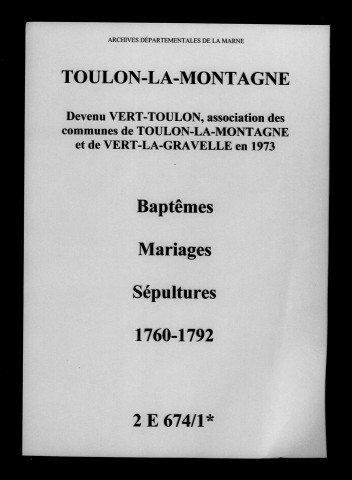 Toulon. Baptêmes, mariages, sépultures 1760-1792