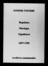 Somme-Tourbe. Baptêmes, mariages, sépultures 1697-1709