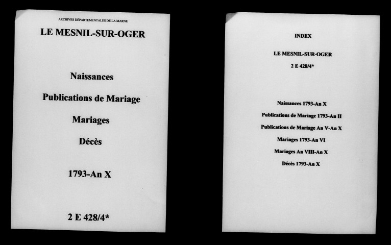 Mesnil-sur-Oger (Le). Baptêmes, mariages 1793-an X