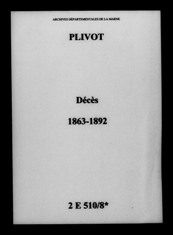 Plivot. Décès 1863-1892
