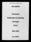 Tramery. Naissances, publications de mariage, mariages, décès 1843-1852