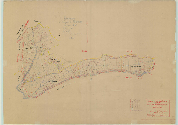 Vienne-le-Château (51621). Section A6 échelle 1/2500, plan mis à jour pour 1946, plan non régulier (papier)
