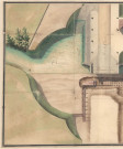 Projet d'Ile 2ème feuille. Plan du pont à construire en pierre de taille sur la rivière de Suippe et sous la nouvelle chaussée dans la traverse du village d'Ile, XVIIIè s.