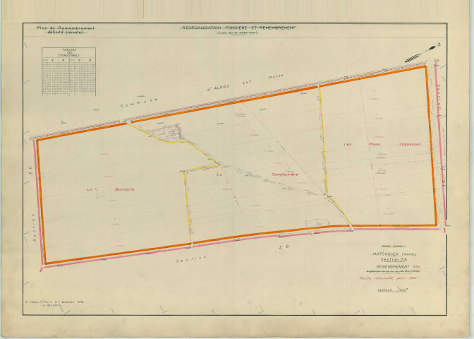 Matougues (51357). Section ZA 2 échelle 1/2000, plan remembré pour 1958 (renouvelé pour 1961), plan régulier (papier armé)