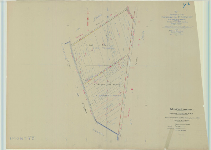 Brimont (51088). Section Y2 échelle 1/1250, plan mis à jour pour 1956, plan non régulier (papier).