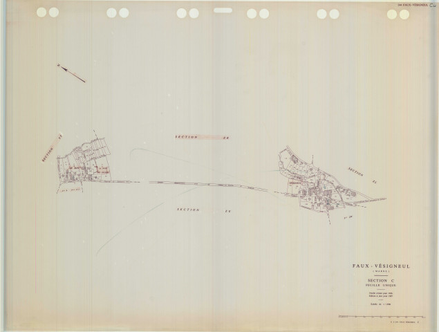 Faux-Vésigneul (51244). Section 244 C échelle 1/2500, plan mis à jour pour 1936, plan non régulier (calque)