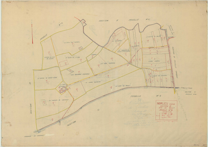 Noirlieu (51404). Section D2 échelle 1/2500, plan mis à jour pour 1934, plan non régulier (papier)