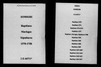 Somsois. Baptêmes, mariages, sépultures 1570-1750