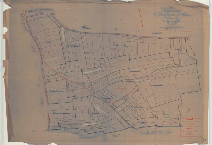 Dampierre-le-Château (51206). Section D1 échelle 1/2500, plan mis à jour pour 1932, plan non régulier (calque)