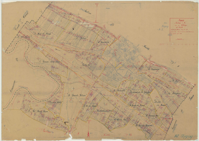 Aigny (51003). Section A2 échelle 1/2500, plan mis à jour pour 1935, plan non régulier (papier)