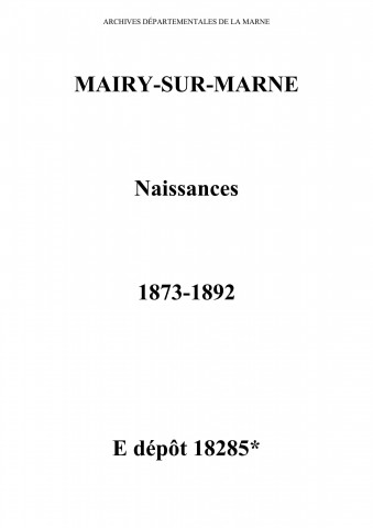 Mairy-sur-Marne. Naissances 1873-1892