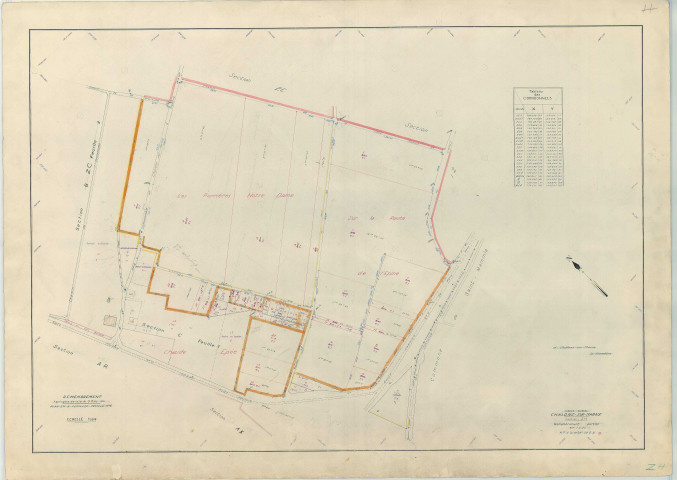 Châlons-en-Champagne (51108). Section ZH échelle 1/2000, plan remembré pour 1965, plan régulier (papier armé)