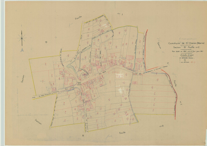Saint-Chéron (51475). Section B1 échelle 1/1000, plan mis à jour pour 1955, plan non régulier (papier)