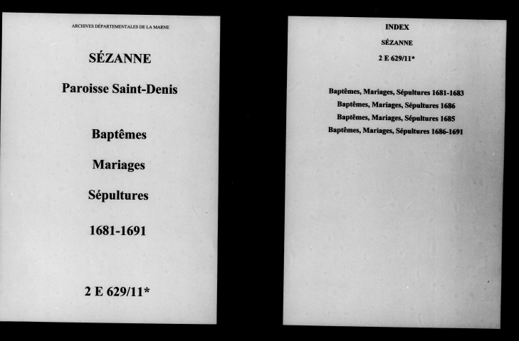 Sézanne. Saint-Denis. Baptêmes, mariages, sépultures 1681-1691