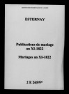 Esternay. Publications de mariage, mariages an XI-1822