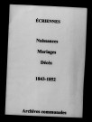 Écriennes. Naissances, mariages, décès 1843-1852