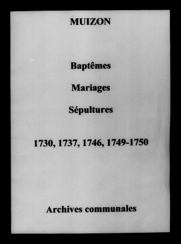 Muizon. Baptêmes, mariages, sépultures 1730-1750