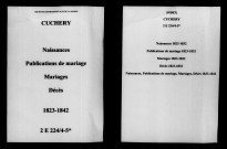 Cuchery. Naissances, publications de mariage, mariages, décès 1823-1832