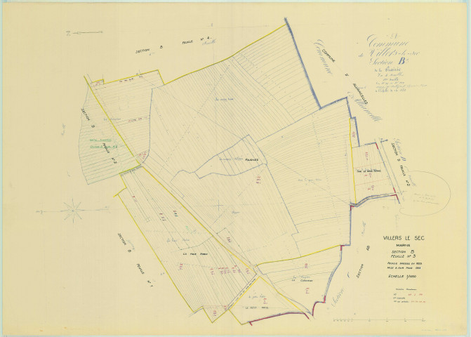Villers-le-Sec (51635). Section B3 échelle 1/1250, plan mis à jour pour 1971, plan non régulier (papier)