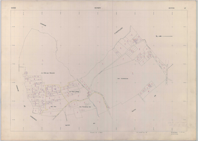 Romery (51465). Section AI échelle 1/1000, plan renouvelé pour 1965, plan régulier (papier armé).