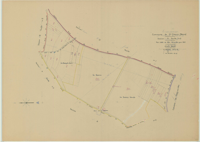 Saint-Chéron (51475). Section A3 échelle 1/2000, plan mis à jour pour 1955, plan non régulier (papier)
