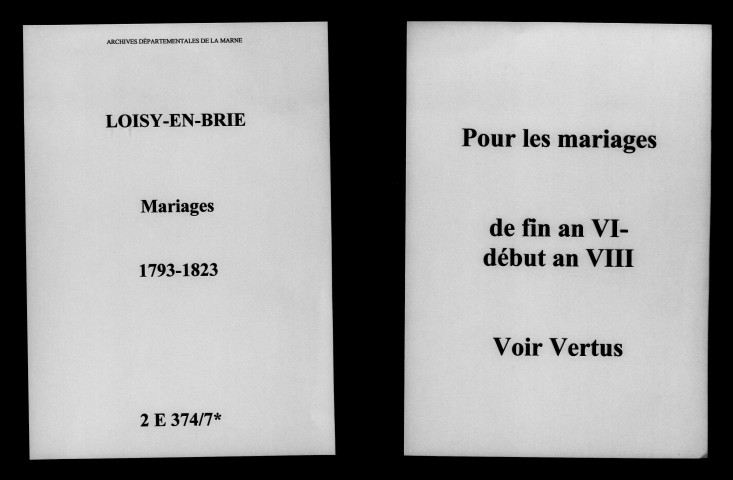 Loisy-en-Brie. Mariages 1793-1823