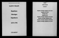Saint-Vrain. Baptêmes, mariages, sépultures 1671-1791