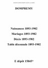 Dompremy. Naissances, mariages, décès et tables décennales des naissances, mariages, décès 1893-1902