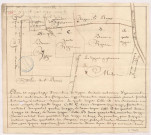 Plan et arpentage d'une pièce de vigne située au terroir d'Hermonville, 1733.