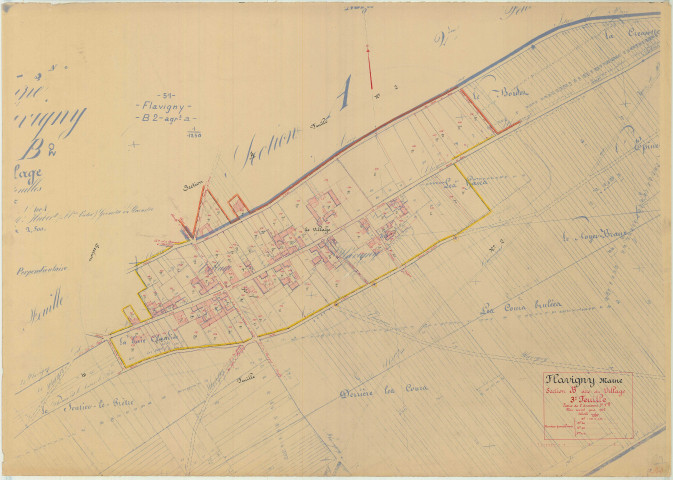 Flavigny (51251). Section B3 échelle 1/1250, plan mis à jour pour 01/01/1937, non régulier (papier)