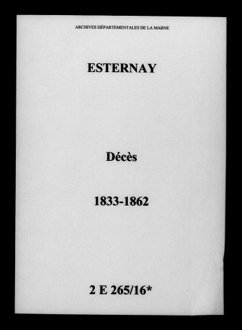 Esternay. Décès 1833-1862