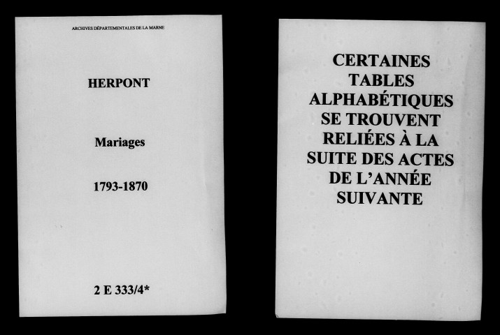Herpont. Mariages 1793-1870