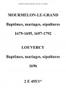 Mourmelon-le-Grand. Baptêmes, mariages, sépultures 1679-1792