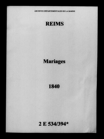 Reims. Mariages 1840
