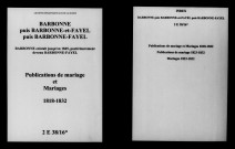 Barbonne. Publications de mariage, mariages 1818-1832