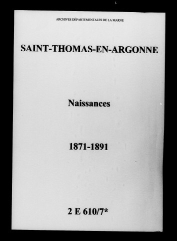 Saint-Thomas. Naissances 1871-1891