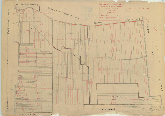 Livry-Louvercy (51326). Section 330 D1 échelle 1/2000, plan mis à jour pour 1934, plan non régulier (papier)