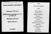 Saint-Martin-l'Heureux. Naissances, mariages, décès, publications de mariage 1793-an X