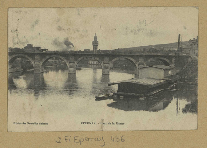 ÉPERNAY. Pont de la Marne. Epernay Édition Nouvelles Galeries. [vers 1923] 