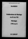 Damery. Publications de mariage, mariages 1793-an X