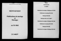 Montgenost. Publications de mariage, mariages an XI-1862